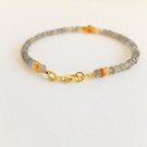 Labradorite & Shaded Citrine Rondelle 3.5mm Faceted beads adjustable stacking bracelet