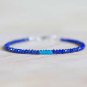 Lapis Lazuli & Blue Tourmaline Rondelle 3mm Faceted beads adjustable stacking bracelet