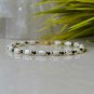 Mother Of Pearl Pipe & Round 3-4mm Smooth & Faceted beads adjustable stacking bracelet