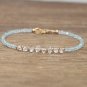 Aquamarine & Herkimer Diamond Rondelle 3-4mm Faceted beads adjustable stacking bracelet