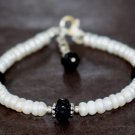 Freshwater Pearl With Black Onyx Rondelle 4mm Smooth beads adjustable stacking bracelet