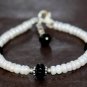 Freshwater Pearl With Black Onyx Rondelle 4mm Smooth beads adjustable stacking bracelet