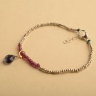 Garnet With Amethyst Rondelle & Pear 3-8x8mm Faceted beads adjustable stacking bracelet