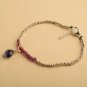 Garnet With Amethyst Rondelle & Pear 3-8x8mm Faceted beads adjustable stacking bracelet