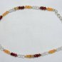 Garnet, Carnelian & Crystal Quartz Round 3mm Faceted beads adjustable stacking bracelet