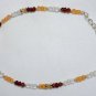 Garnet, Carnelian & Crystal Quartz Round 3mm Faceted beads adjustable stacking bracelet