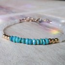Rainbow Moonstone & Turquoise rondelle 3-4mm Faceted beads adjustable stacking bracelet