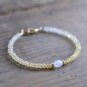 Shaded Citrine With Moonstone Rondelle 3-5mm Faceted beads adjustable stacking bracelet