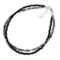 Black Rutile & Black Tourmaline Round 2-2.5mm Faceted beads adjustable stacking bracelet