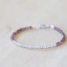 Chocolate Moonstone & Zircon Rondelle 3-3.5mm Faceted beads adjustable stacking bracelet