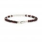 Garnet & Rainbow Moonstone Round 4mm Faceted & Smooth beads adjustable stacking bracelet