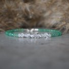 Herkimer Diamond & Green Aventurine Round 3mm Faceted beads adjustable stacking bracelet