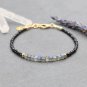 Labradorite & Black Tourmaline Rondelle 3-4mm Faceted beads adjustable stacking bracelet