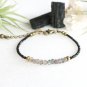 Labradorite & Black Tourmaline Rondelle 2-4mm Faceted beads adjustable stacking bracelet
