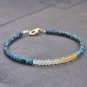 Shaded Citrine & Chrysocolla Rondelle 3-3.5mm Faceted beads adjustable stacking bracelet