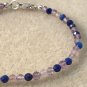 Amethyst, Rose Quartz & Lapis Lazuli Round 3mm Faceted beads adjustable stacking bracelet