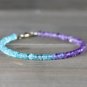 Amethyst, Tanzanite & Apatite Rondelle 3-3.5mm Faceted beads adjustable stacking bracelet