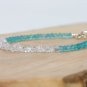 Blue Apatite & Herkimer Diamond Rondelle 3-7mm Faceted beads adjustable stacking bracelet