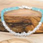Blue Apatite & Herkimer Diamond Rondelle 3-5mm Faceted beads adjustable stacking bracelet