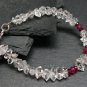 Herkimer Diamond & Ruby Rondelle & Fancy 4-7mm Faceted beads adjustable stacking bracelet