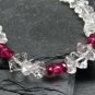 Herkimer Diamond & Ruby Rondelle & Fancy 4-7mm Faceted beads adjustable stacking bracelet