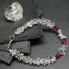 Herkimer Diamond & Ruby Rondelle & Fancy 3-6mm Faceted beads adjustable stacking bracelet