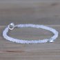 Rainbow Moonstone With Aquamarine Rondelle 3mm Faceted beads adjustable stacking bracelet