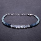 Aquamarine & Rainbow Moonstone Rondelle 3-3.5mm Faceted beads adjustable stacking bracelet
