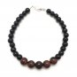 Mahogany Obsidian & Black Tourmaline Round 6-8mm Smooth beads adjustable stacking bracelet