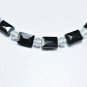 Black Spinel & Crystal Quartz Mix 4.5X6.5-5X7-3.75mm Mix beads adjustable stacking bracelet