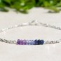 Blue Sapphire, Tanzanite & Amethyst Rondelle 3mm Faceted beads adjustable stacking bracelet