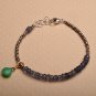 Iolite With Green Onyx Rondelle & Pear 3.5-8x8mm Faceted beads adjustable stacking bracelet