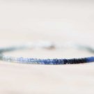 Moss Aquamarine & Blue Sapphire Rondelle 2.5-3mm Faceted beads adjustable stacking bracelet