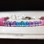 Pink Sapphire, Amethyst & Apatite Rondelle 3-4mm Faceted beads adjustable stacking bracelet
