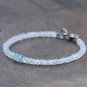 Rainbow Moonstone With Aquamarine Rondelle 3-4mm Faceted beads adjustable stacking bracelet