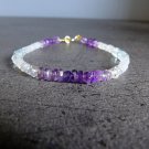 Amethyst, Labradorite & Aquamarine Rondelle 3-4mm Faceted beads adjustable stacking bracelet