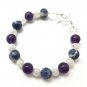 Amethyst, Sodalite & Rainbow Moonstone Round 6-8mm Smooth beads adjustable stacking bracelet