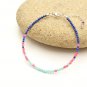 Chalcedony, Amazonite & Lapis Lazuli Rondelle 3mm Faceted beads adjustable stacking bracelet