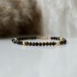 Gold Sheen Obsidian & Fresh Water Pearl Round 3mm Faceted beads adjustable stacking bracelet