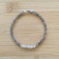 Labradorite & Herkimer Diamond Round & Fancy 3-5mm Smooth beads adjustable stacking bracelet