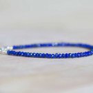 Lapis Lazuli & Neon Blue Apatite Rondelle 3-3.5mm Faceted beads adjustable stacking bracelet