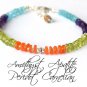 Amethyst, Peridot, Carnelian & Apatite Tyre 3-3.5mm Smooth beads adjustable stacking bracelet