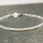 Freshwater Pearl & Moonstone Rondelle 3mm Smooth & Faceted beads adjustable stacking bracelet