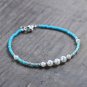 Freshwater Pearl & Turquoise Round & Rondelle 2-4mm Smooth beads adjustable stacking bracelet