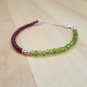 Garnet & Peridot Round & Rondelle 3-3.5mm Faceted & Smooth beads adjustable stacking bracelet