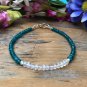 Neon Blue Apatite & Rainbow Moonstone Rondelle 4mm Faceted beads adjustable stacking bracelet
