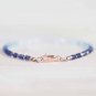 Iolite, Aquamarine & Rainbow Moonstone Rondelle 3mm Faceted beads adjustable stacking bracelet