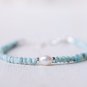 Larimar With Pearl Rondelle & Oval 3-4x6mm Faceted & Smooth beads adjustable stacking bracelet