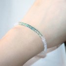 Rainbow Moonstone & Green Tourmaline Rondelle 3-4mm Faceted beads adjustable stacking bracelet