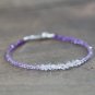 Shaded Amethyst & Herkimer Diamond Rondelle 2.5-3mm Faceted beads adjustable stacking bracelet